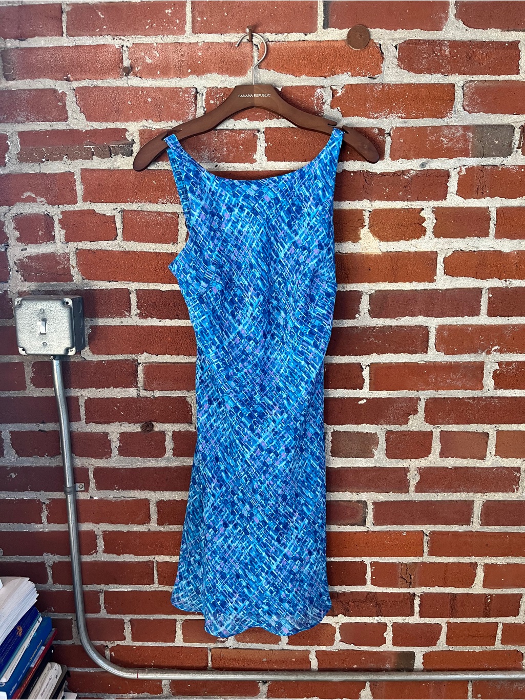 Cdc Blue Abstract Print Midi Dress